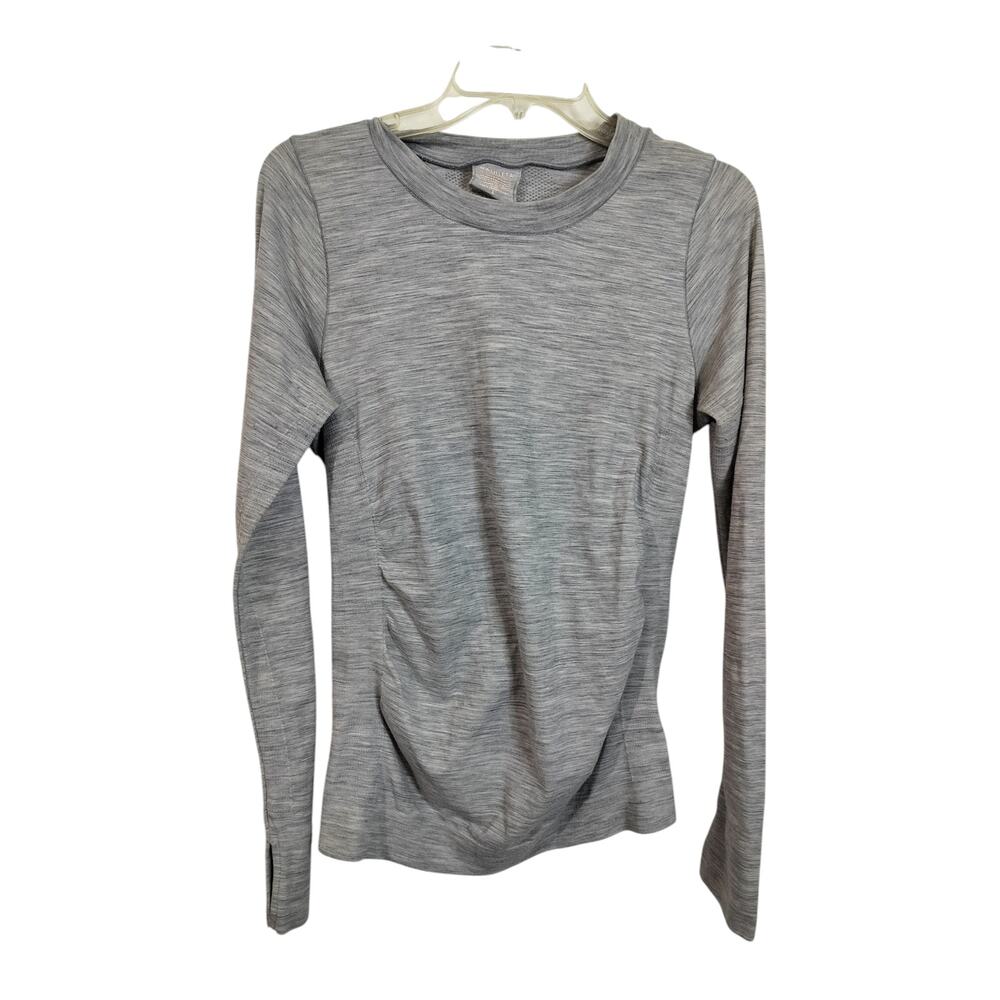 3885) Athleta Heather Gray Fitted Ease Cinch Long Sleeve Sweatshirt Large